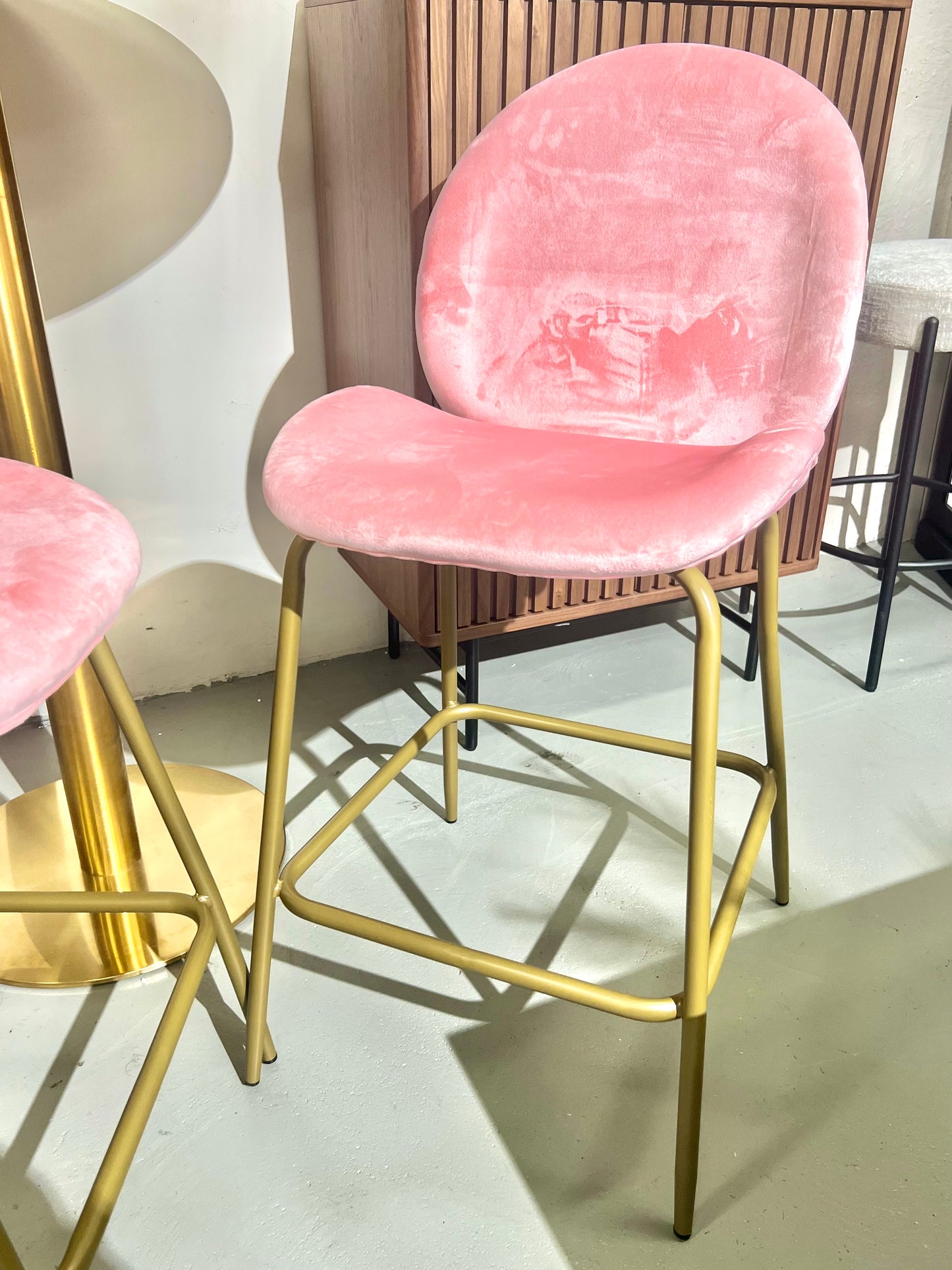 2-pack Barstol i lyxigt rosa sammet