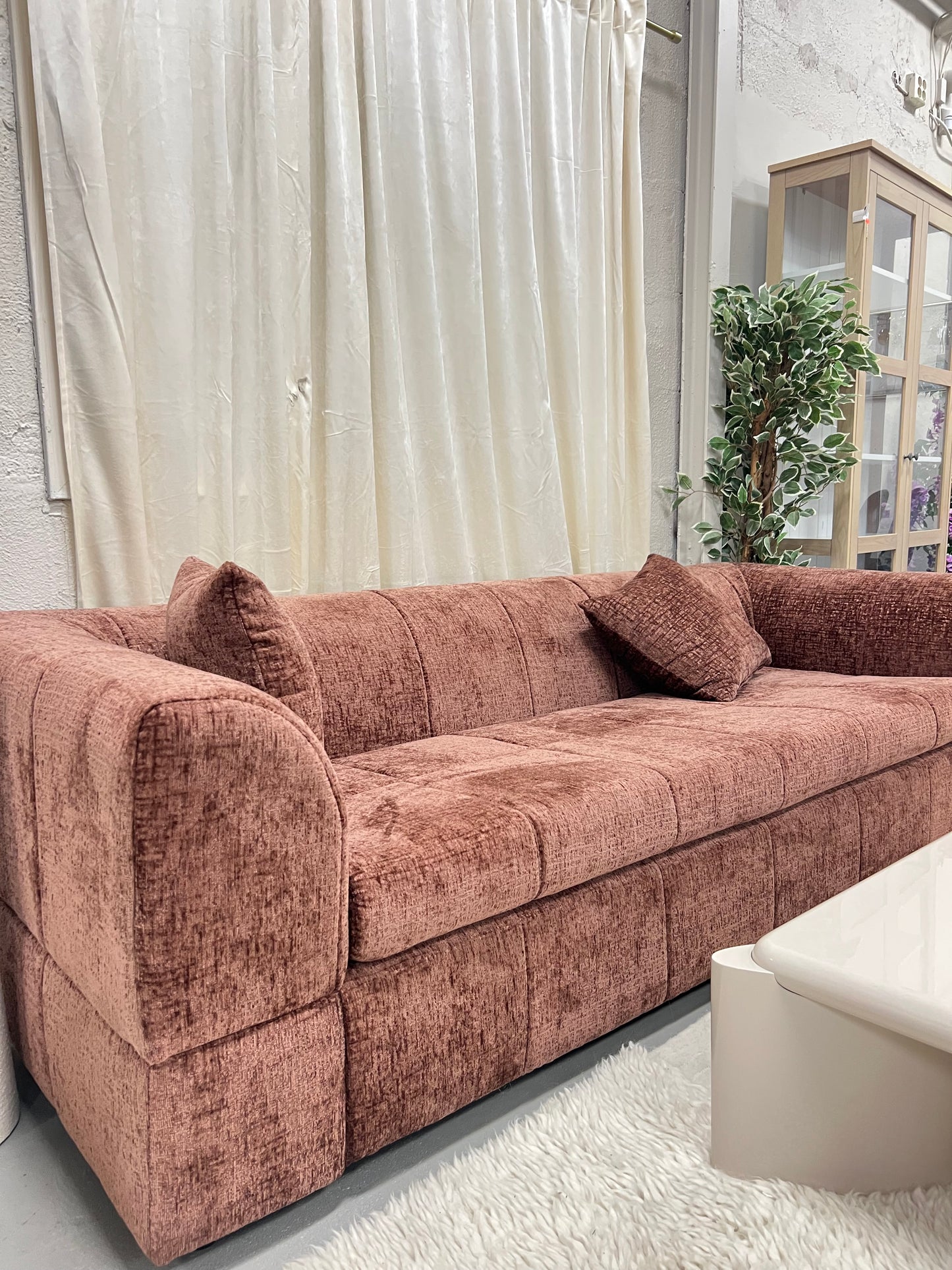 3-sits soffa i brun/orange