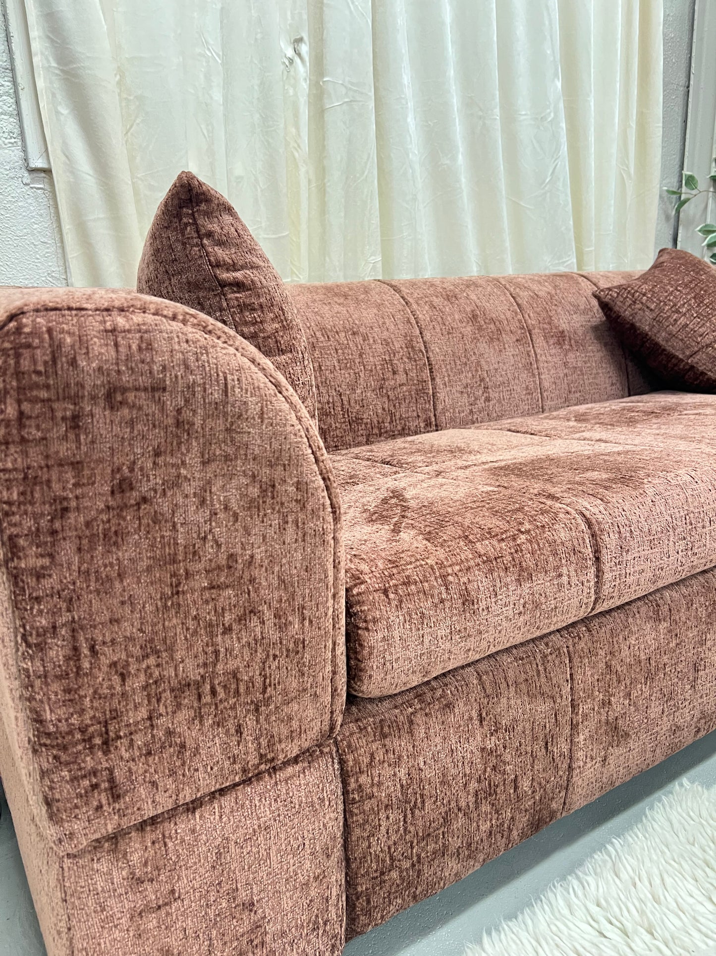 3-sits soffa i brun/orange