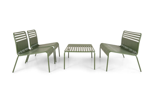Avero loungemöbelset i olivgrön metall