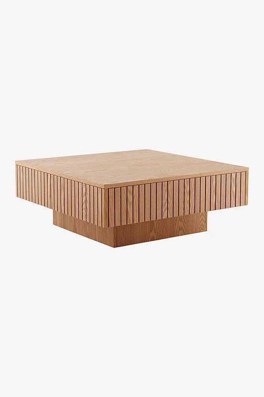 Rivano Kvadratiskt Soffbord 90 cm – Beige Ribbad Design