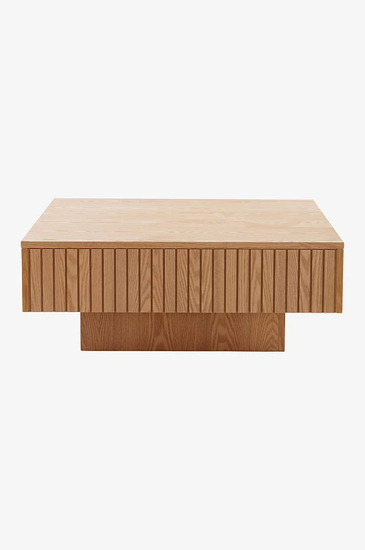 Rivano Kvadratiskt Soffbord 90 cm – Beige Ribbad Design