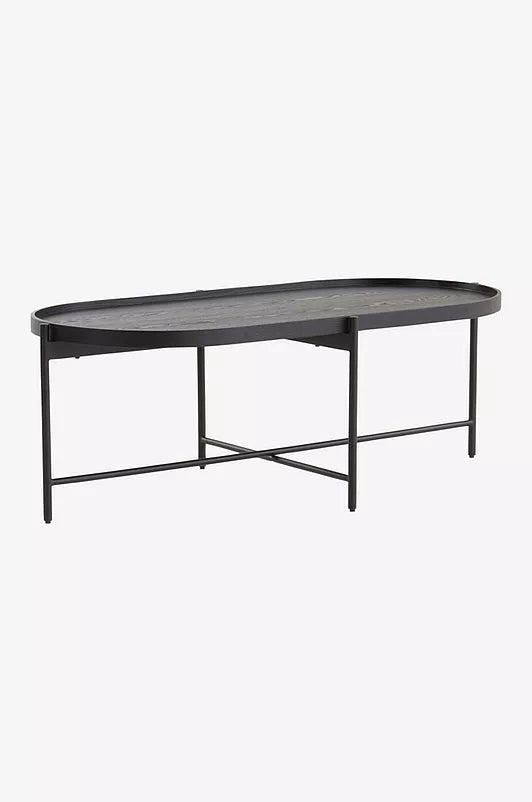 NOIRIA Soffbord 60x120 cm – Ovalt Bord i Askfaner och Stål