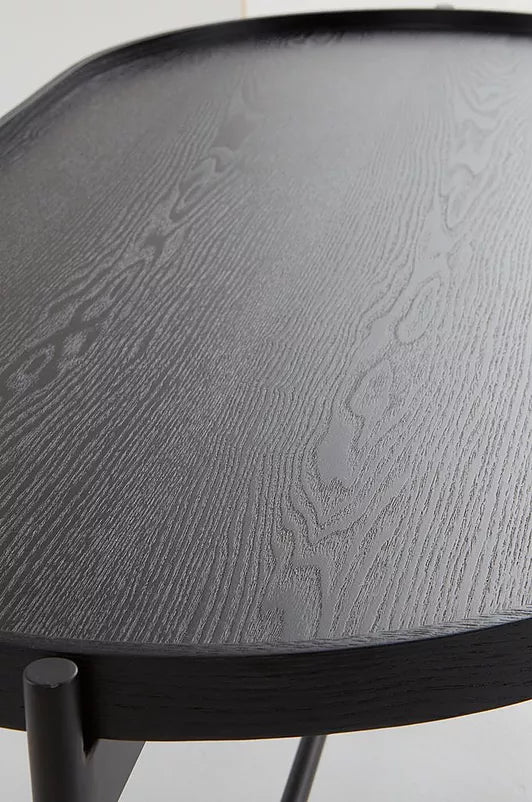 NOIRIA Soffbord 60x120 cm – Ovalt Bord i Askfaner och Stål