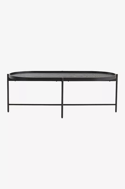NOIRIA Soffbord 60x120 cm – Ovalt Bord i Askfaner och Stål