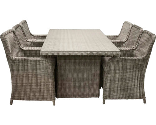 Sandhamn Dining Set 200 – Beige Trädgårdsmatgrupp för 6 personer