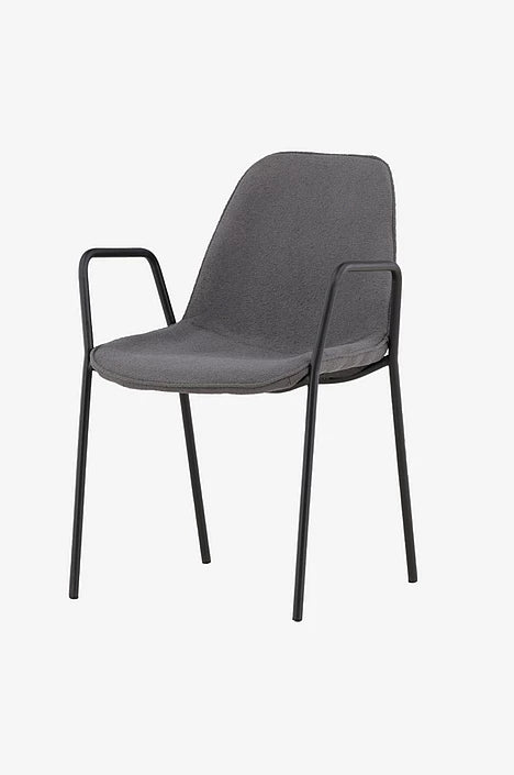 Nordelle Matstol – Bouclé & Svarta Armstöd 4-pack