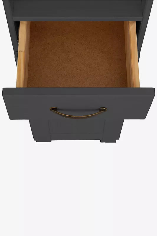 Badrumsskåp Alby Hög 1 glasdörr och 1 trädörr