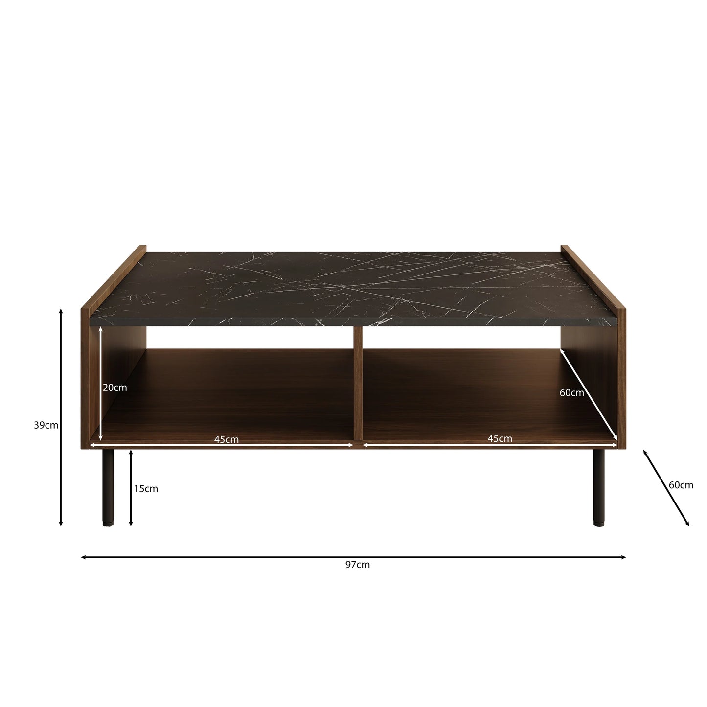 Soffbord – Mörk ek – 97 × 60 × 39 cm