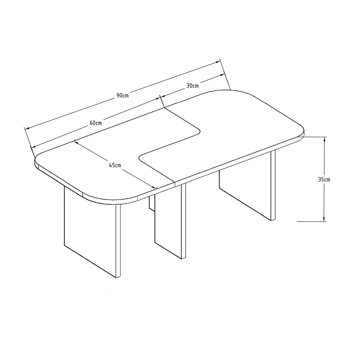 Soffbordsset 90x35x45 cm
