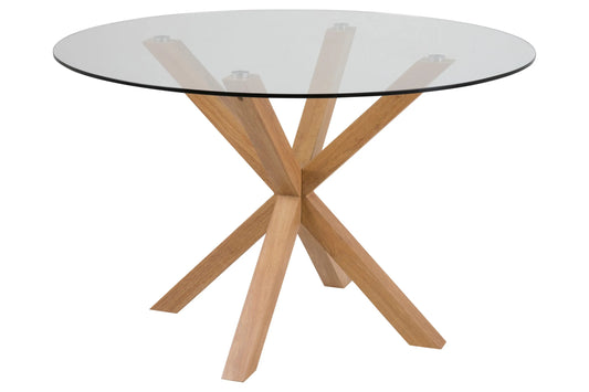 Matbord med elegant glasbordsskiva